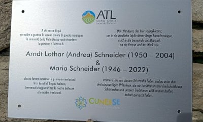 A San Martino di Stroppo una targa in memoria di Andrea e Maria Schneider