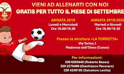 Calcio, allenamenti gratis con il Cuneo per tutto il mese di settembre
