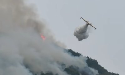 Incendio sul Mombracco: iniziati i lanci con il canadair