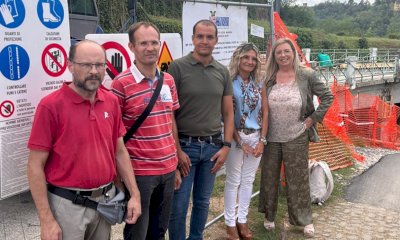 Un sopralluogo ai lavori del viadotto delle Rocche a Montaldo Roero