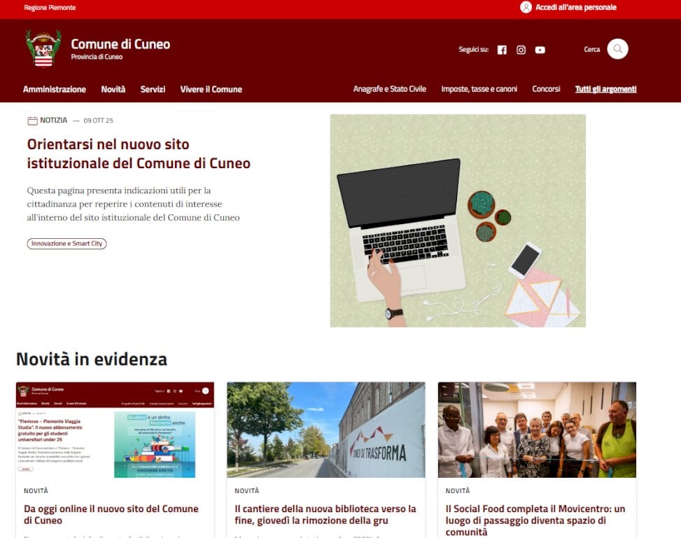 È online il nuovo sito del Comune di Cuneo