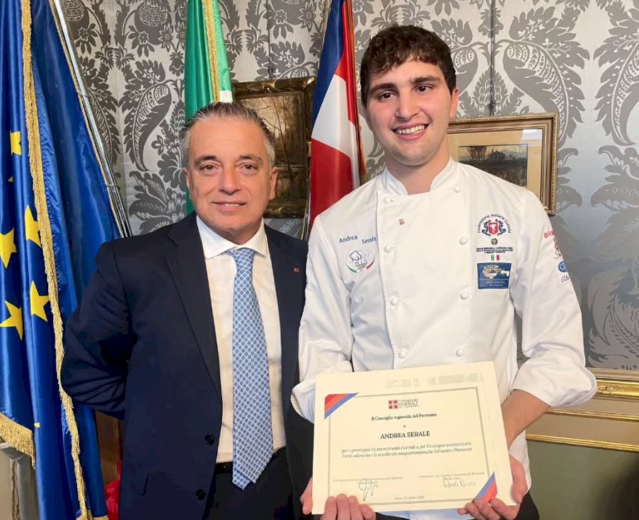 Lo chef Andrea Serale si prepara ai Mondiali e visita Palazzo Lascaris