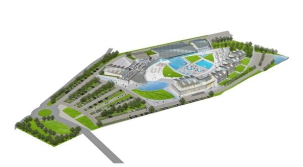 Il rendering del progetto delle nuove terme di Valdieri