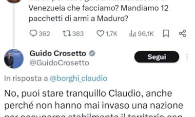 Quando Crosetto diceva: “Gli Usa non invaderanno il Venezuela”