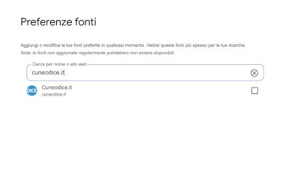 Ora &egrave; possibile inserire Cuneodice tra le proprie fonti preferite su Google: ecco come