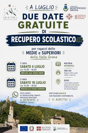 La locandina del recupero scolastico a Monterosso Grana