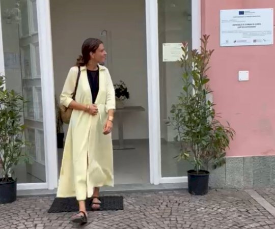Giulia Marro all'inaugurazione a Cuneo