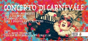 Alba: Concerto di Carnevale dei piccoli musicisti dell'Istituto Civico Lodovico Rocca con i Diavoletti Suzuki