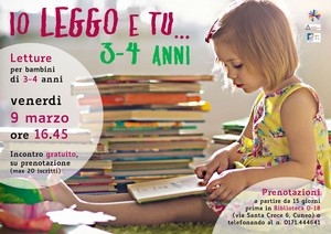 A Cuneo 'Io leggo e tu...' a cura dell'Associazione Amici delle Biblioteche e della Lettura 