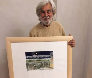 Pierflavio Gallina, chiusa la mostra a palazzo Salmatoris, dona un quadro al Comune di Cherasco