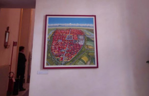 Cuneo, il pittore Gianni Gaschino ha donato al Comune un quadro che rappresenta la città vista dall'alto