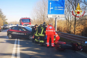 Auto contro Vespa, incidente sulla statale 231 ad Alba