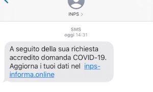 Gira un sms malware sul bonus da 600 euro dell'Inps: 'Fate attenzione'