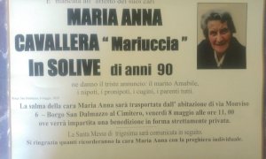 Lutto a Borgo San Dalmazzo per la scomparsa di 'Mariuccia' Cavallera