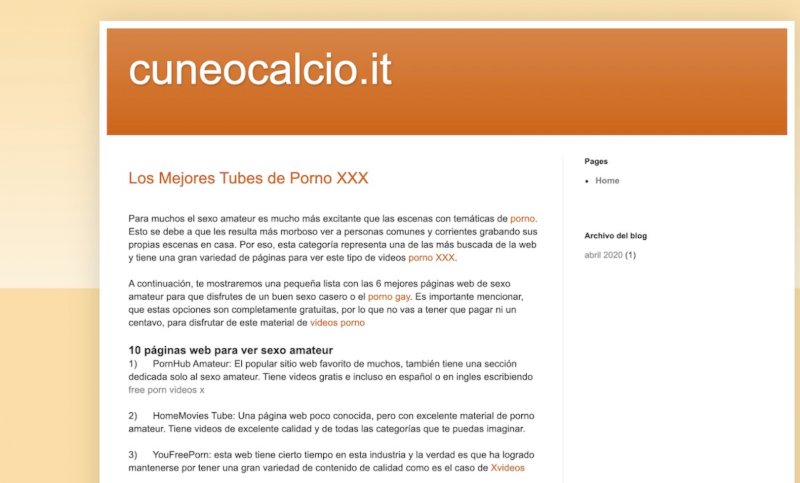 Il sito del ‘vecchio’ Cuneo Calcio è diventato una raccolta di siti pornografici