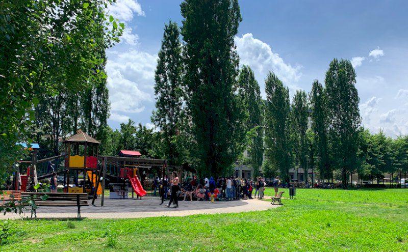 Il parco di piazza Aliberti, in un'immagine di qualche settimana fa