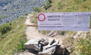 Frane sulla parete nord est del Monviso, chiuso un tratto di sentiero