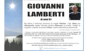 San Benigno in lutto per la morte di Giovanni Lamberti