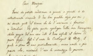 All'asta per mille euro una lettera inviata da Silvio Pellico ad Alessandro Manzoni nel 1849