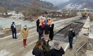 Sopralluogo a Garessio sul ponte che sarà abbattuto sulla provinciale
