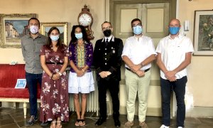 Il comandante dei Carabinieri Giuseppe Beltempo saluta Saluzzo