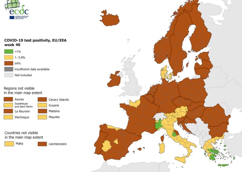 Covid, il Piemonte resta "regione verde" nella mappa settimanale dell'Ecdc