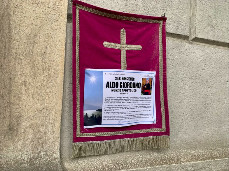 L'ultimo saluto a monsignor Aldo Giordano, oggi a Cuneo è lutto cittadino