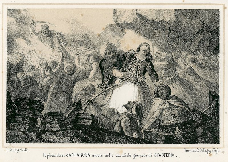 in foto: un'illustrazione relativa alla morte di Santa Rosa in battaglia