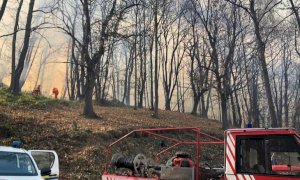 Vigili del Fuoco ancora al lavoro per domare l'incendio boschivo a Valgrana
