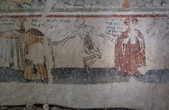 Particolare della danza macabra della cappella di San Pietro a Macra (Archivio Espaci Occitan, Paolo Viglione)
