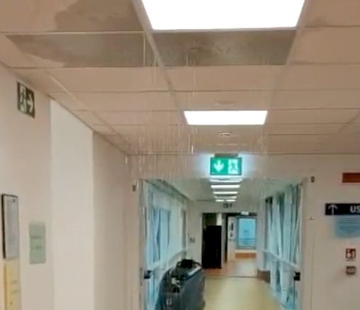 Nubifragio a Verduno, pioggia dentro l'ospedale "Michele e Pietro Ferrero" (VIDEO)