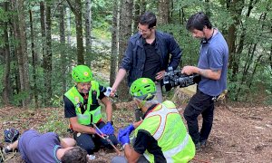 Telecamere Rai a Pian delle Gorre per un'esercitazione del Soccorso Alpino