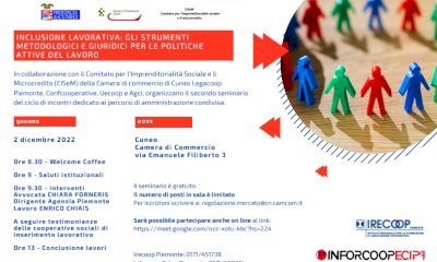 Inclusione, a Cuneo un seminario sugli strumenti metodologici e giuridici per le politiche attive del lavoro