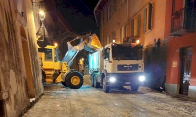 Borgo San Dalmazzo, si rimuove la neve dal centro storico