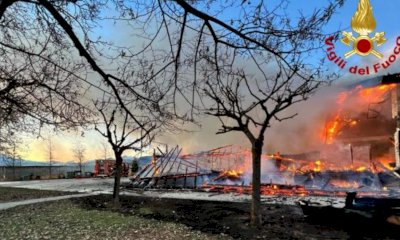 Incendio al caseificio Moris di Caraglio, Vigili del Fuoco al lavoro dalle 7 (FOTO)