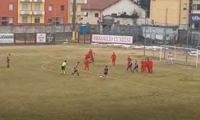 Calcio, Eccellenza: il gol di Andrea Dalmasso per il 3-0 del Cuneo sul Cavour