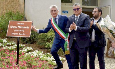 Alba: la tribuna dello stadio San Cassiano intitolata a Gianni Mercorella