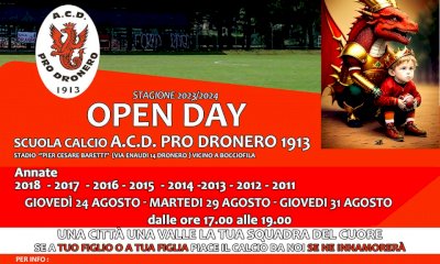 Calcio giovanile: tre open day della Pro Dronero per bambini e bambine dal 2011 al 2018