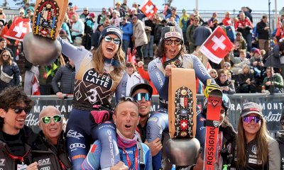 La gioia di Bassino dopo il trionfo a Crans Montana: 
