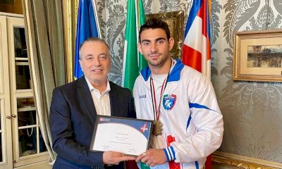 Lorenzo Fina, il bovesano numero 1 al mondo di Kick Jutzu, ricevuto a Palazzo Lascaris