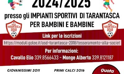 Calcio giovani: aperte le iscrizioni per la prossima stagione del Tarantasca